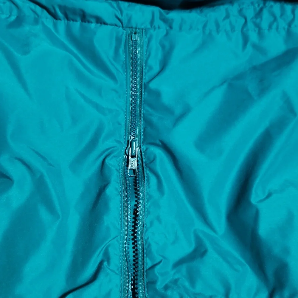 Vintage 90's Columbia Teal Anorak Retro Hideaway Hood Radial Sleeve Large